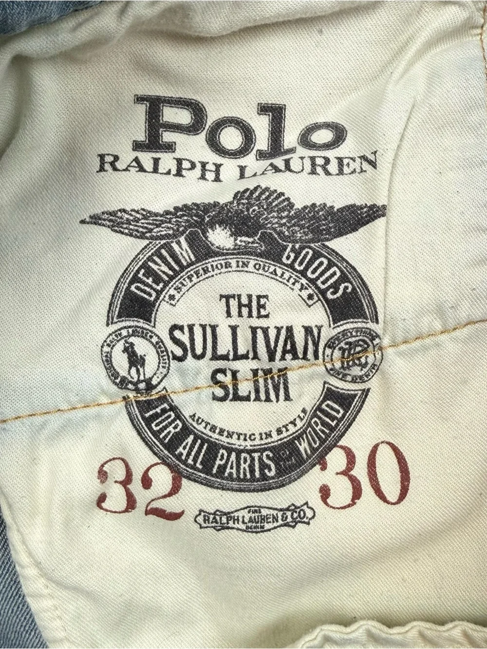 Polo Ralph Lauren Mens Hampton Slim Jeans 32 x 30 Light Washed Denim B9